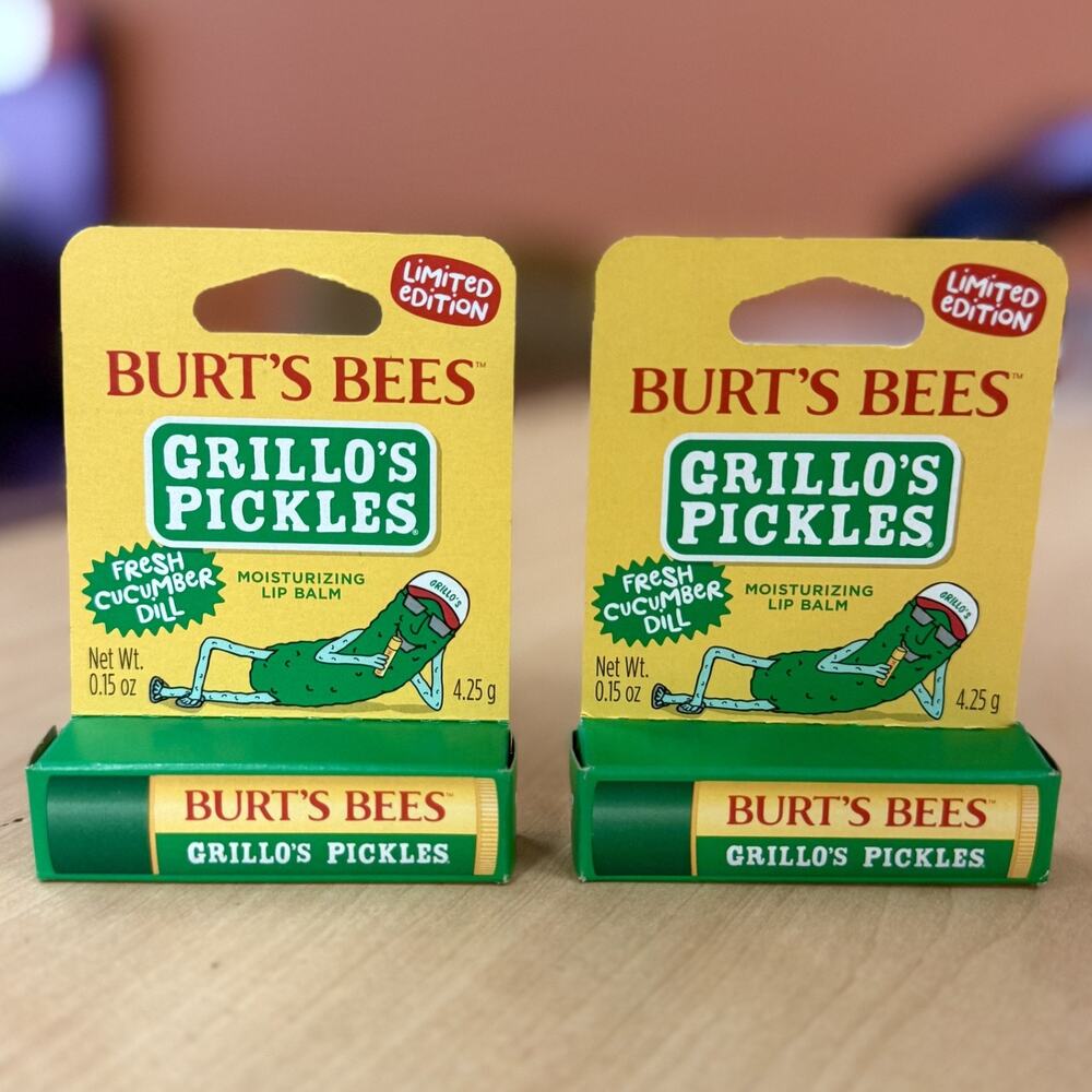 Burt's Bees Grillo's Cucumber Dill Pickle Flavor Hydration Moisturizing Lip Balm